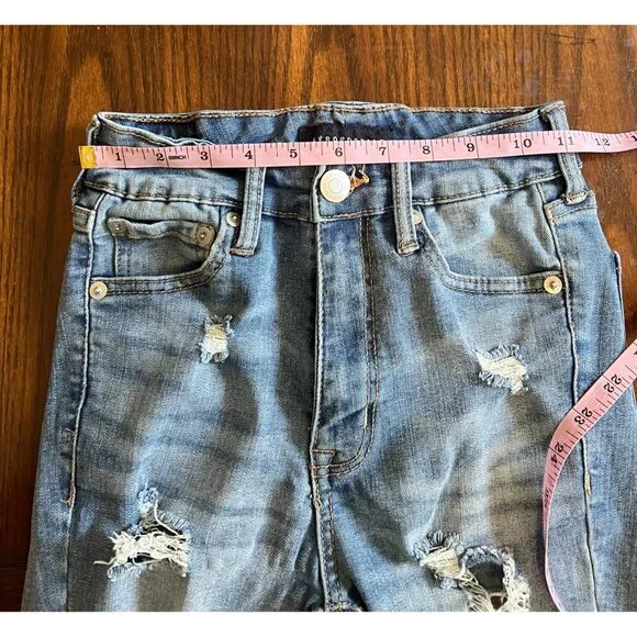Aeropostale Distressed Ankle Legging Denim Jeans 0 Skinny Jeggings Ripped High R - Picture 9 of 11